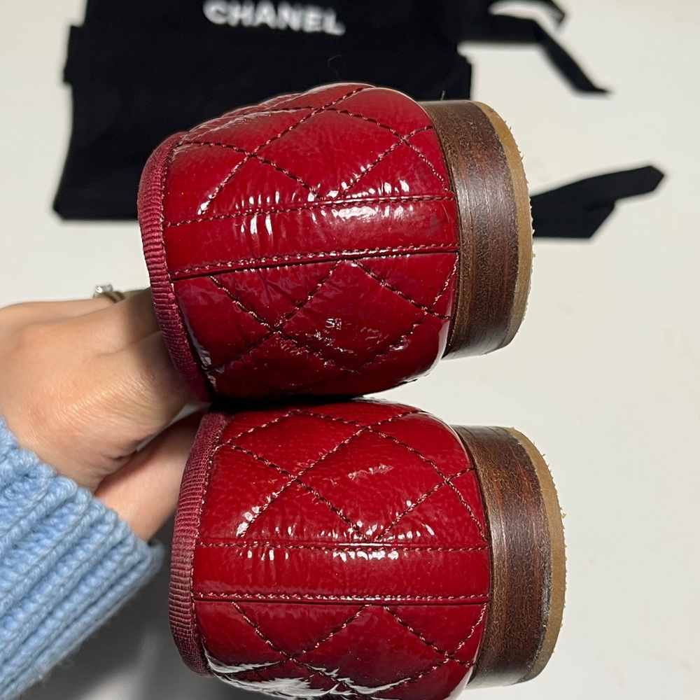 Chanel Burgundy Women's Ballet Flats - Picture 3 of 12